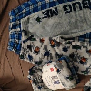 4 Pairs of Plush Pajamas Pants for boys (Size 8 + Size 10/12) with bugs pattern